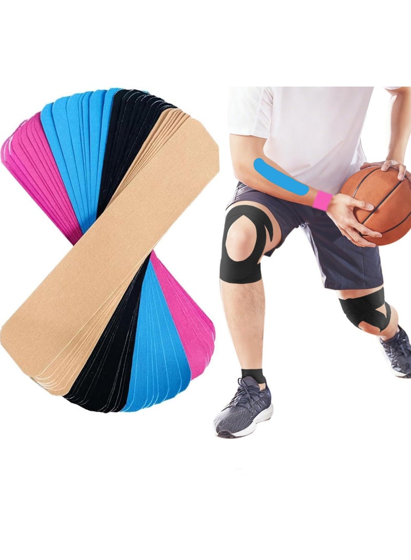 "40 قطعة كينيزيولوجي سبورتس تيب مقصوصة مسبقًا - 4 ألوان شريط رياضي قطني 20 × 4 سم لدعم العضلات والمفاصل، شريط رياضي مرن قابل للتنفس للركبة والكتف والساق - كي تي تيب  " - Image 1